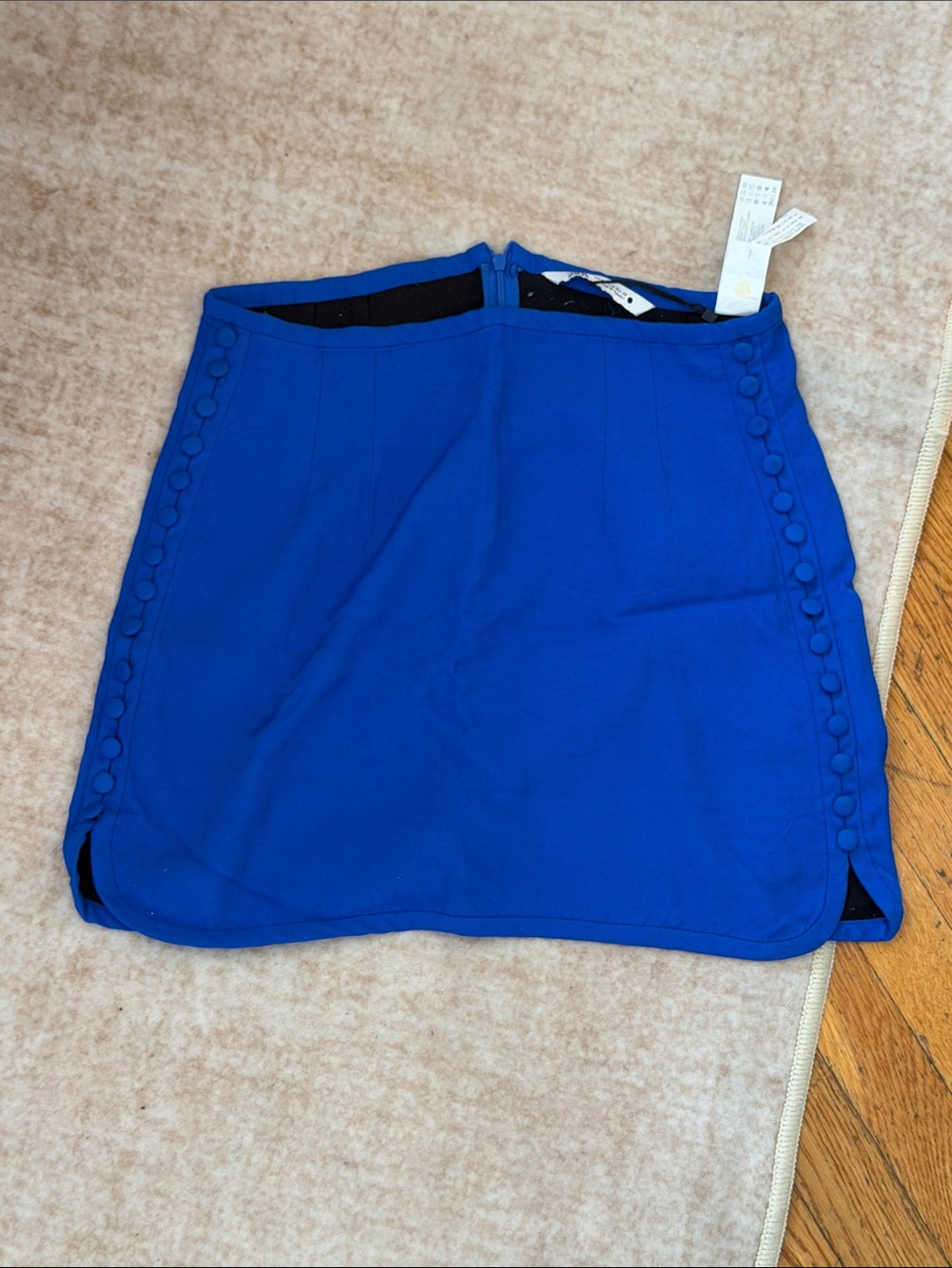 Zara Royal Blue Mini Skirt with Side Button Trim